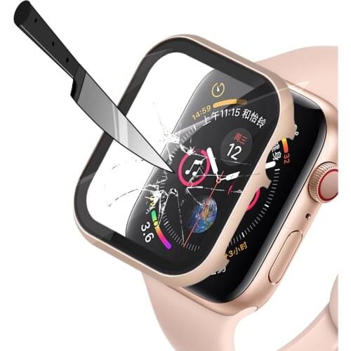 Glass+Frame matel case For Apple Watch 6 SE 5 4 3 44mm 42mm iwatch band 40mm 38mm screen protector frame apple watch Accessorie