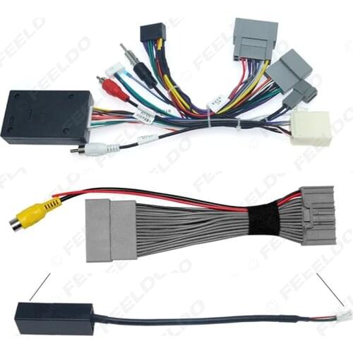 FEELDO 10Set Car Audio Radio CD Player 16PIN Android Power Calbe Adapter For Honda Civic CRV Media Wiring Harness