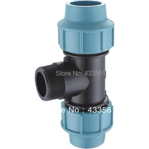 Free shipping Quality PP compression fittings Male Tee DN20X1/2" connector for Farm water irrigation pipeline Application