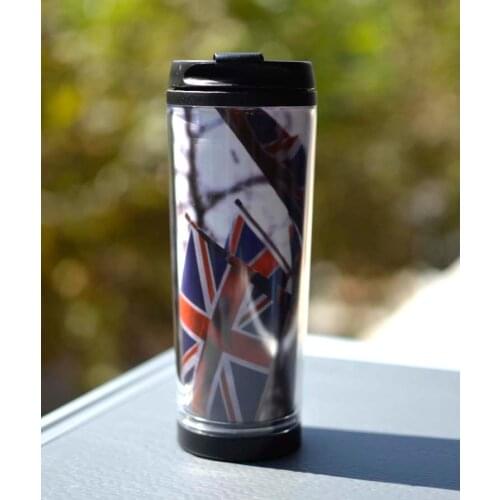 Free shiping 380ml adversing mug , coffee cup ,gift mug can design insert paper ,plastic coffee cup