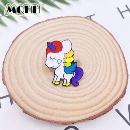 Cartoon Cute Animals Colored Pony Enamel Pins Love Couples Alloy Brooches Badges Clothes Bags Sweet Accessories Women Jewelry