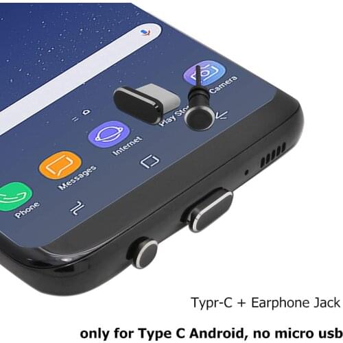Colorful Metal Type C Charging Port Anti-Dust 3.5mm Earphone Jack Dust Plug For Samsung S10 Phone Accessories free shipping