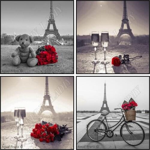 DIY Diamond Painting Paris Rose Crystal Diamond Painting Cross Stitch Full Square / Round Rhinestones Needlework Home Decorative