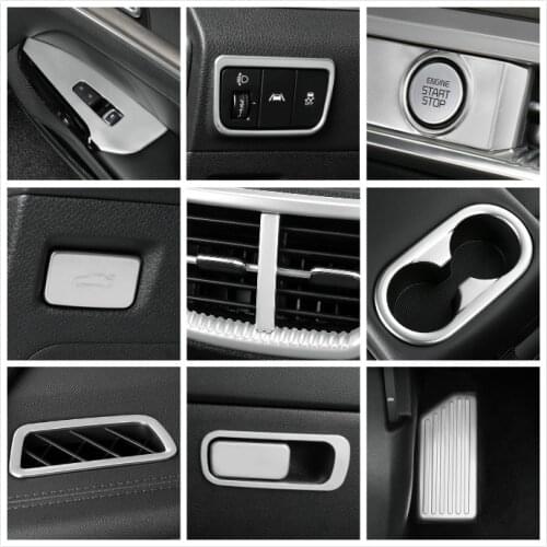 For Kia K5 Optima 2020 2021 Stainless Interior Headlight Console Air Outlet Vent Window Lift Switch Button Panel Cover Trim Kit