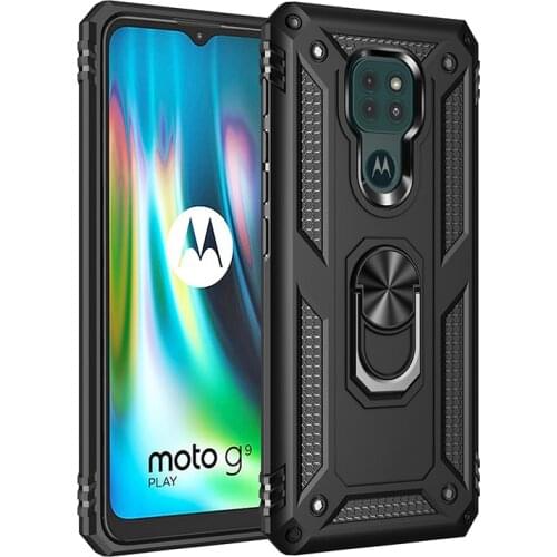 For Motorola Moto G9 Play Armor Shockproof Case for Moto G9 Play G9play Military Protective Magnet Car Holder Ring Case Cover