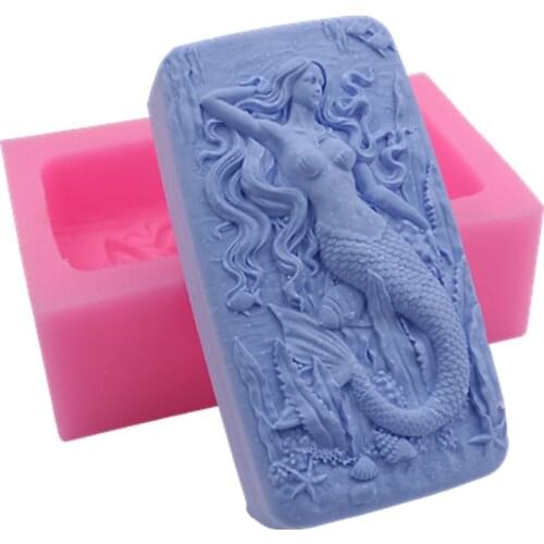 Mermaid Design Natural Soap Mold Handmade Silicone Mold for Handmade Soap Making Mousse Cake Mold Aroma Gypsum Wax Molds