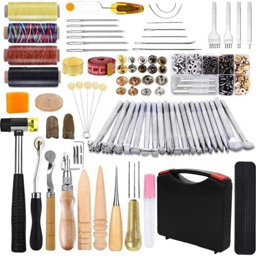 LMDZ 128 pcs Leather Stamping Tools Rivets Kit Prong Punch for Leather Crafting Beginner Leather Working Leathercraft Tools Kit