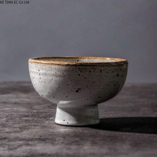 Japanese Style Stoneware Seasoning Dish Retro Ceramic High-foot Snack Fruit Snack Plate Kitchen High-foot Sauce Dish Tableware