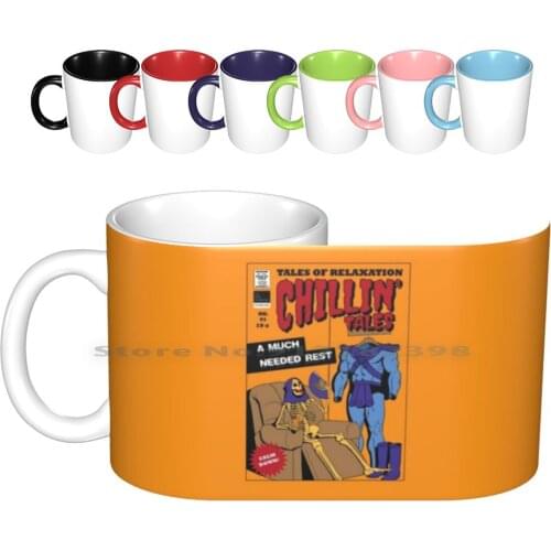 Chillin' Skeletor Ceramic Mugs Coffee Cups Milk Tea Mug Skeletor Cartoon Humor Parody Masters Of The Universe Eternia He Man