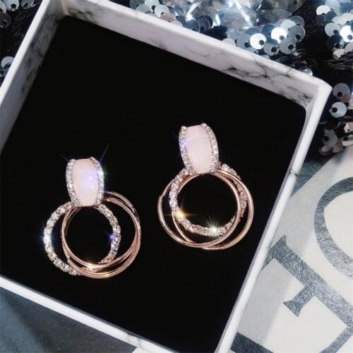 Classic Acrylic Women Gold Color Shiny Stud Earrings Circle Earrings Fashion Jewelry Womens Accessories