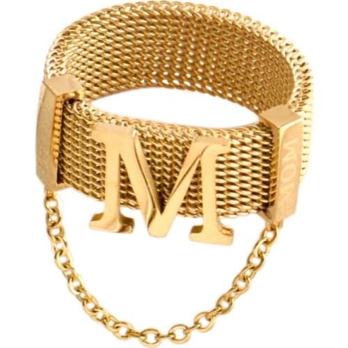 Ring Hot Sell M Classic Style Gold Color Luxury Women Fashion Stainless Steel Jewelry