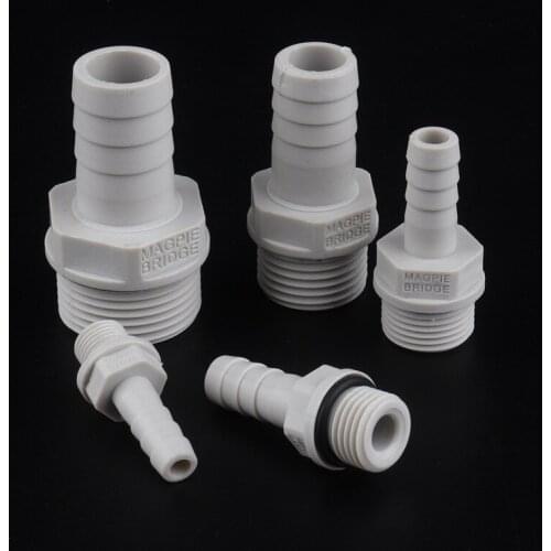 2pcs/lot 1/2" 3/4" Male Thread To 8-25mm POM Pagoda Connector Soft Pipe Joint Plastic Tech Hose Connector With Washer