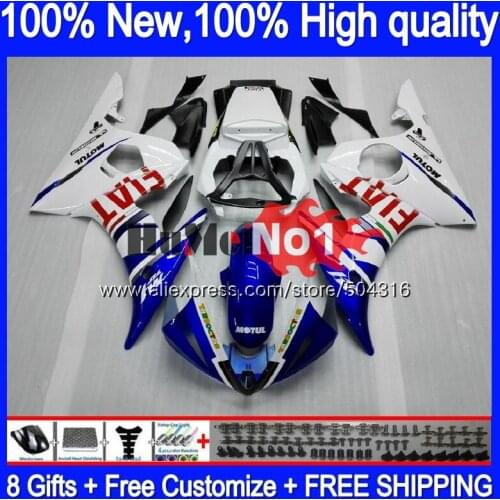 Body For YAMAHA YZF600 YZF R6 600CC YZF 600 R 6 CC 5MC.16 YZF-600 YZF-R6 2003 2004 2005 YZFR6 03 04 05 Blue white Fairings
