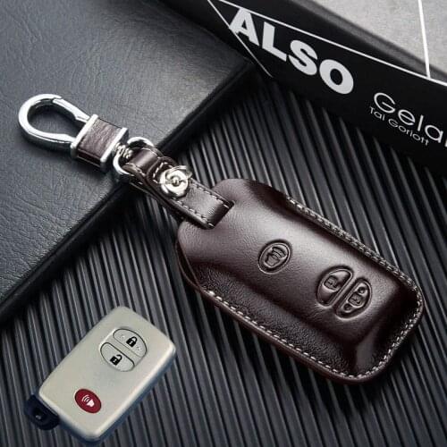 Car Remote Control Fob Leather Key Case Cover for Toyota LC200 Land Cruiser 4700 5700 Prado 2015 Key Glove Holder Accessories