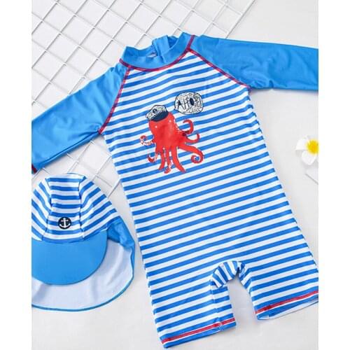 Swimsuit Childrens Bathing Suit Octopus Print Baby Boy Swimwear One piece Swim Suit for Children Swimsuit With Sleeves Swimming