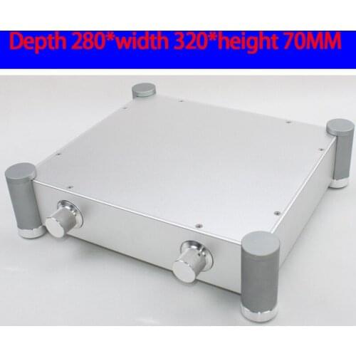 KYYSLB 280*320*70MM CJ062 All Aluminum Preamp Amplifier Chassis Box House DIY Enclosure with Feet Knob Amplifier Case Shell