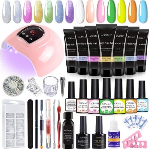 Summer Series 7 Color Poly Nail Gel With 7 Color Nail Gel Polish Manicure Nail Set Quick Building Nail Art Extension Set