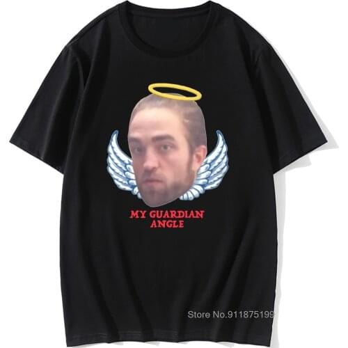 2021 Robert Pattinson Standing Meme T Shirt Men Cotton Tee Tops Short Sleeved Vintage Tshirt Funny Angel Print Short Sleeve