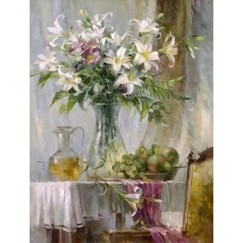 New Cross Stitch Kits Crafts 14CT Unprinted Flower Vase Fruit For Embroidered Handmade Arts Oil Painting Set Wall Home Decor