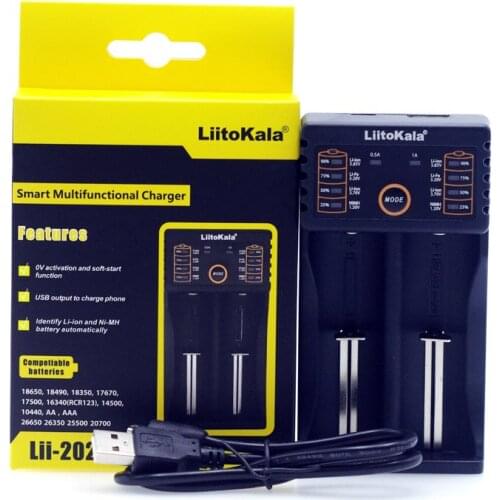 Novelty of 2017 Multifunctional liitokala lii-202 18650 26650.16340.17335.17500.14500.10440, AA. aaa.22650. dual charger 5V2A in