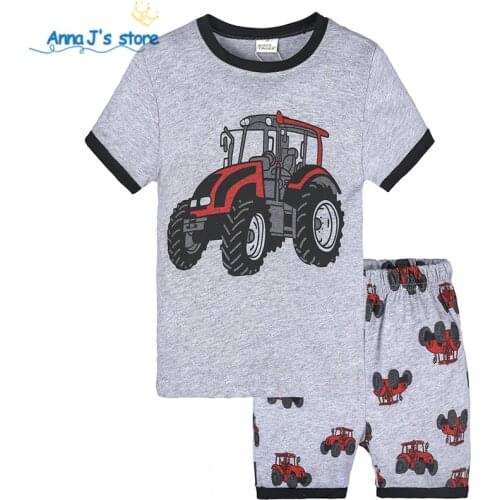 Boy clothes summer 2021 boy clothes sets childrens clothing tractor print boys short sleeve shirts + shorts clothing sets Cool