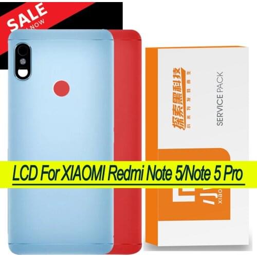 Original Back Housing Replacement for Xiaomi Redmi Note 5/Note 5 Pro Back Cover Battery Glass adhesive Sticker With lens case