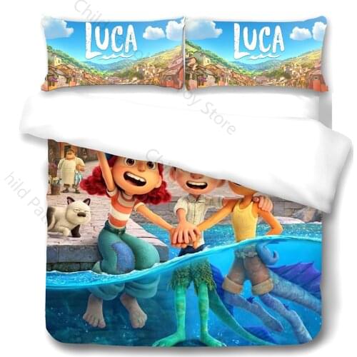 Disney Luca Alberto Sea Monster Boys Genuine Bedding Set 3D Cartoon Printed Quilt Cover Kids Anime Pattern Oversized Duvet Cover
