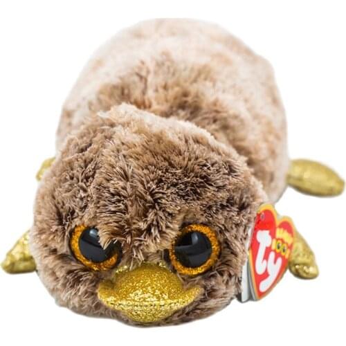New Ty Beanie Boos 6" 15 cm Big Eyes Brown Platypus Stuffed Plush Toys Appease Sleeping Stuffed Doll Lovely Kids Festival Gift
