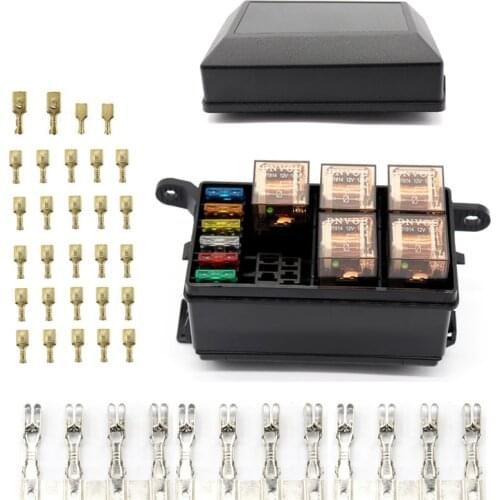 Car Fuse Box DC12V 24V 80A 6 Relay 5way Block for Gondola Car Trunk Safe Full Set Car Motorcycle Fuse Box Mini Fuse Holder