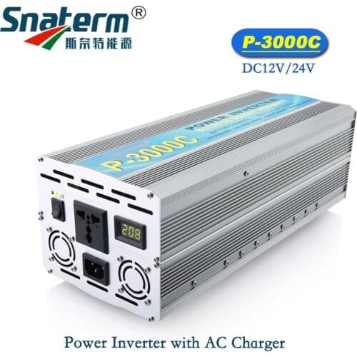 P-3000C 3KW/3000Watts Solar Modified Sine wave Power Inverter Converter DC 12V 24V to AC 220/230/240V,50/60HZ with AC Charger