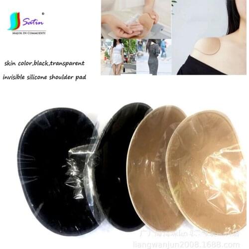 Anti-running Transparent Black,Skin Invisible Silicone Dress Skirt Thin Clothes Decorate Oval Antiskidding Shoulder Pad A0194L