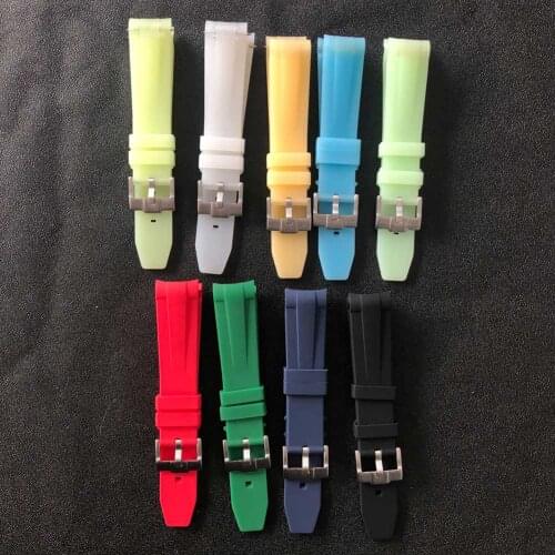 Rubber Watch Strap Luminous or without Luminous with Stainless Steel Buckle Watch Accessories Wristband 20mm*18mm