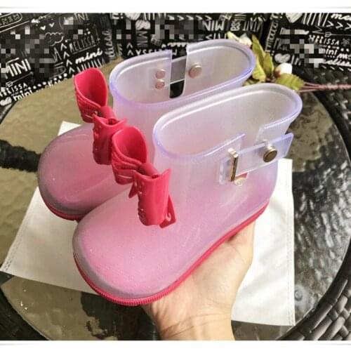Mini DD High bow Rain boot Girl Garden shoes 2020 Child winter water boots Melissa Rainboot For Kids Non-slip Autumn shoe HMI013