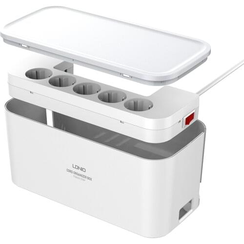 EU Plug Power Strip Electronic Socket 5AC Outlets 4 USB Extension Sockets With Cable Storage Box