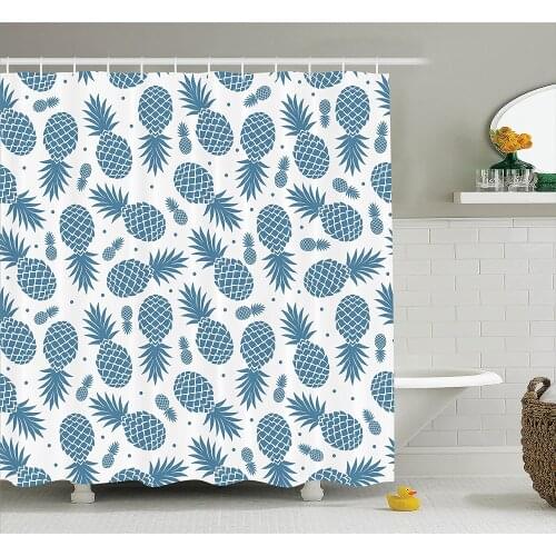 Pineapple Shower Curtain Island Themed Minimalistic Multi-Sized Tropic Fruity Pineapple Printed Vintage Styled Bath Curtains