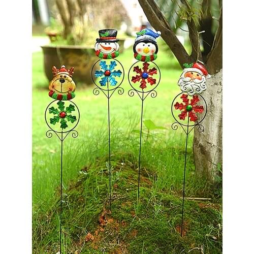 Glass Flower Wind-turned Courtyard Ironwork Insert Garden Stakes Decor Plug-in Ornaments Arrangement Metal Outdoor Sunflowers
