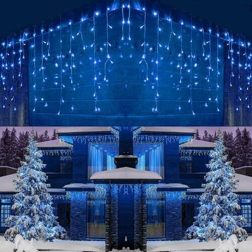 LED Holiday Fairy Garlands Christmas Curtain Icicle String Light Waterproof 5M Droop 0.4-0.6M Decoration Outdoor Wedding Party