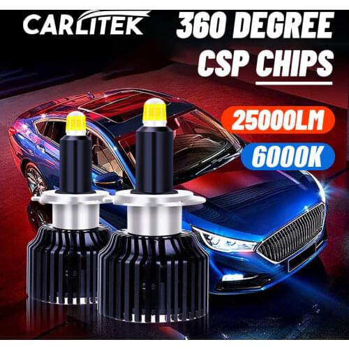 Carlitek 25000LM LED 9012 HIR2 Headlights 360 Degree CSP Chips H7 H1 H11 H8 H9 9005 9006 HB3 HB4 5000K White Car Lights For Lens