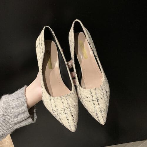 Luxury Brand High Heels Shoes Women Pumps Classic plaid high heels Sexy Stilettos 8cm Party Heeled Designer Shoes Plus Big Size