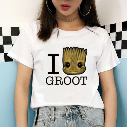 Guardians of The Galaxy Womens T-shirt Super Hero Groot Funny Graphic Baby Groot Cute Manga Tops Casual Fashion Harajuku Tee