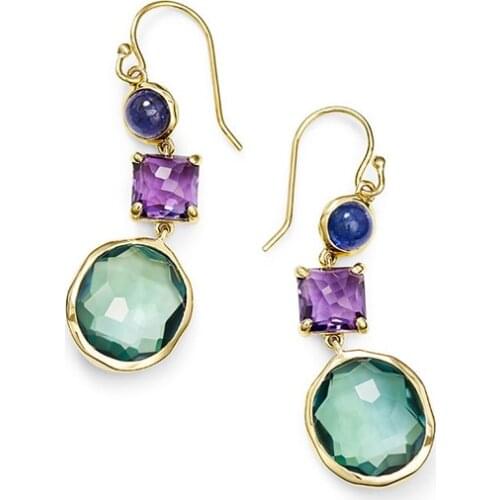 MENGYI Luxury Retro Geometric Shape Drop Earrings For Women Fashion Elegant 9 2 5 Wedding Jewelry Hanging Colorful Stone Earring