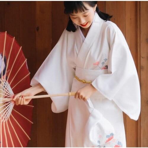V-neck Kimono Outer Garment Traditional Bathrobe Costume Girl Long Dress Japanese Kimono Woman Party Flower Clothing