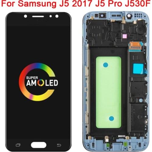 For Samsung Galaxy J5 2017 LCD With Frame Super AMOLED Galaxy J5 Pro J530 SM-J530F LCD Display Touch Screen Panel Assembly