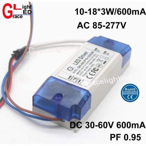 1pcs 36W AC85-277V LED Driver 10-18x3W 600mA DC30-60V LEDPowerSupply Constant Current Ceiling Lamp