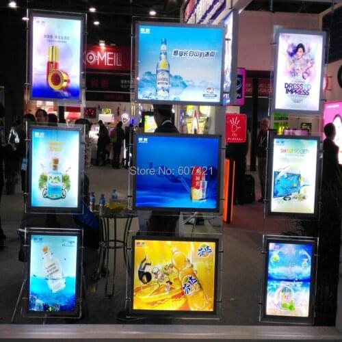 10unit/Column) A3 Single Sided Magnetic Framed Light Box,Wire Cable Edge Lit LED Display Panels