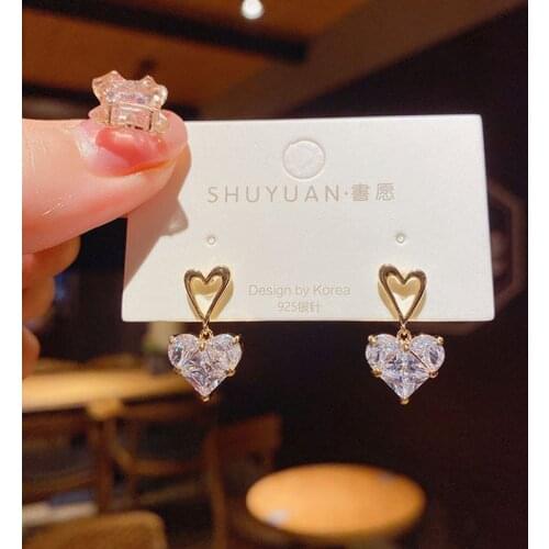 2020 New Fashion Womens Earrings Delicate Sweet Cute Heart Earrings For Women Party Jewelry Gifts Wholesale