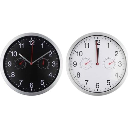 3 In 1 Silent Quartz Wall Clock Quiet Movement Thermohygrometer Free Tick Home Art Deco Watch Relogio De Home Decoration