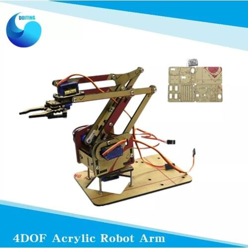 4 DOF DIY Assembled Acrylic Robot Arm Mechanical Arm Robot Unassembly Manipulator Claw for Arduino Development DIY Kit sg90 mg90