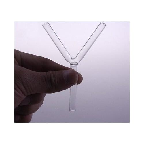 Y 3 Way Laboratory Glass Gas Guide Tube Adapter Glassware Diameter 7mm Length 44mm