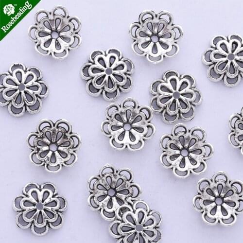 50pcs 12mm hollow out flower vintage beads cap,filigree beads cap,end cap,flower spacer metal beads